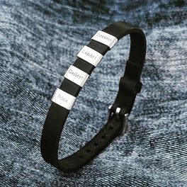   BŐRSZÍJAS EZÜST CSATOS KARKÖTŐ 4DB 5 MM-ES EZÜST MEDÁLLAL